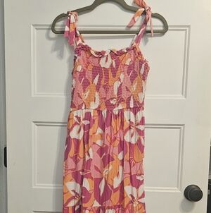 Japna Vibrant Orange and Pink Maxi Dress